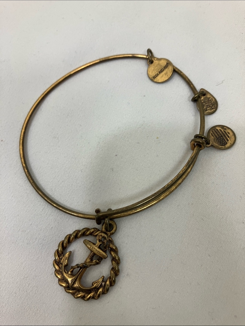 Alex and Ani Gold-Tone Anchor Charm Bangle Bracelet - Women Jewelry